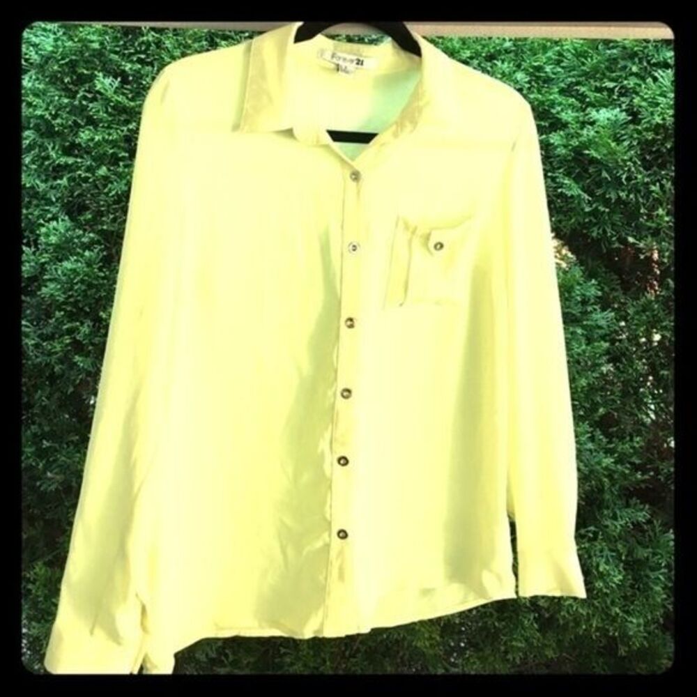 lemon yellow button down blouse